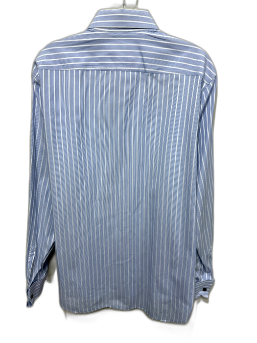 Boss Size 16 Blue & White Cotton Striped Button up Men's Long Sleeve Shirt Blue & White / 16