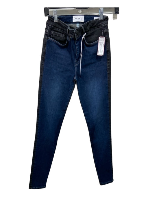 Frame Size 1 Dark Wash & Black Cotton Blend High Rise color block Pockets Jeans Dark Wash & Black / 1