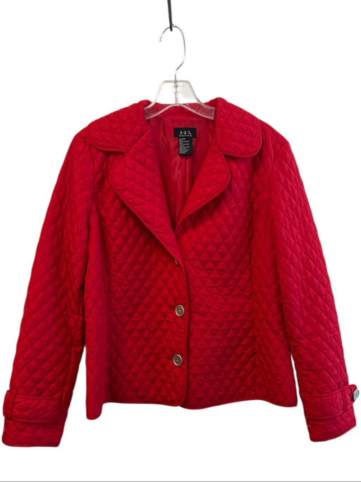 RQT Petite Size PM Red Polyester Diamond Quilted Long Sleeve Lapel Jacket Red / PM