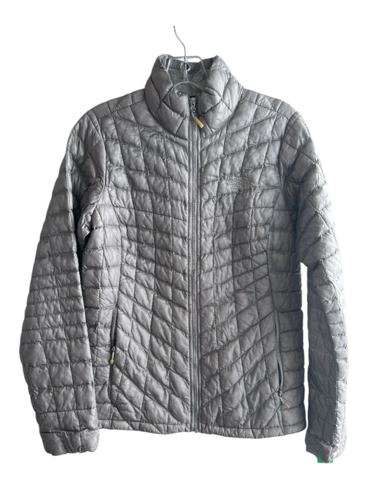 The North Face Size S Silver Gray Nylon & Polyester Quilted Puffer Zip Up Jacket Silver Gray / S