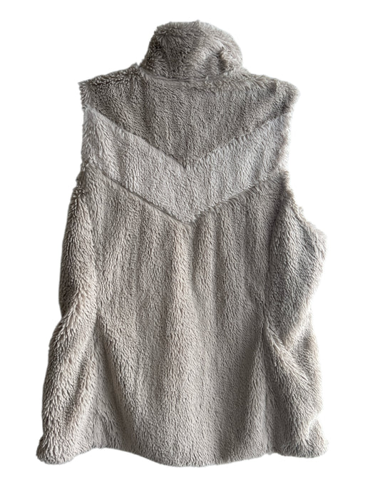 Patagonia Size Medium Beige & White Polyester Faux Fur Zip Up Color Block Vest Beige & White / Medium