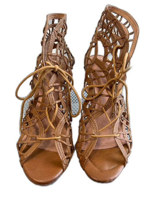 Joie Shoe Size 38.5 Light Brown Leather Caged Stiletto Open Toe Tie Shoes Light Brown / 38.5