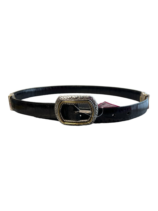 No Brand Brown & Black Leather Silver & Gold Hardware Adjustable Belts Brown & Black / 32