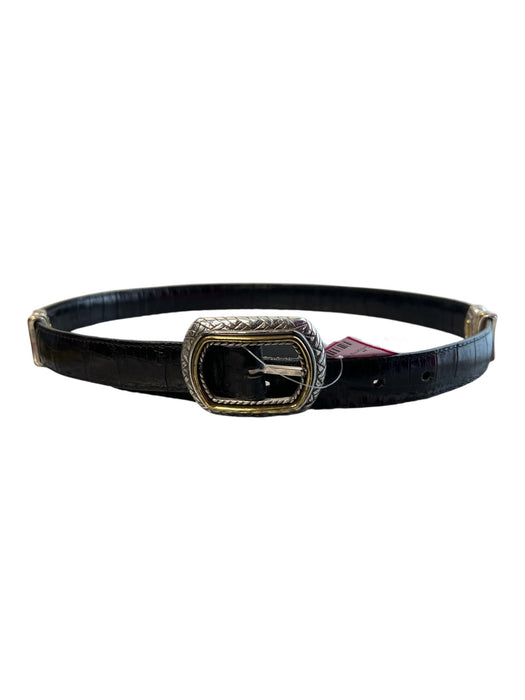 No Brand Brown & Black Leather Silver & Gold Hardware Adjustable Belts Brown & Black / 32