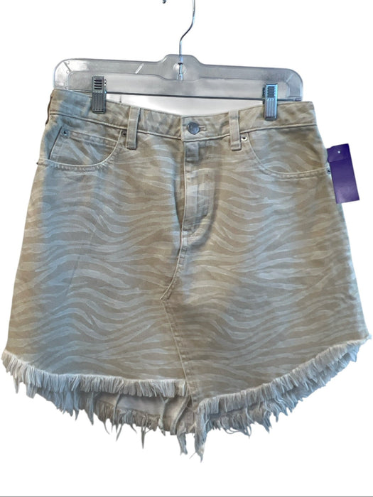 We The Free Size 29 Cream Cotton Zebra Print 5 Pocket Mini Frayed Hem Skirt Cream / 29