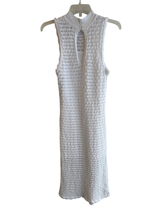 525 Size Large White Cotton High Neck Knit Slip Incl maxi dress Dress White / Large