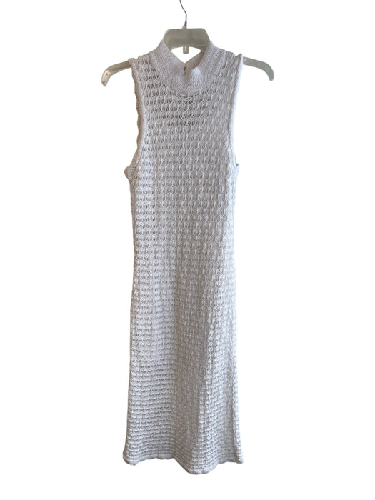 525 Size Large White Cotton High Neck Knit Slip Incl maxi dress Dress White / Large