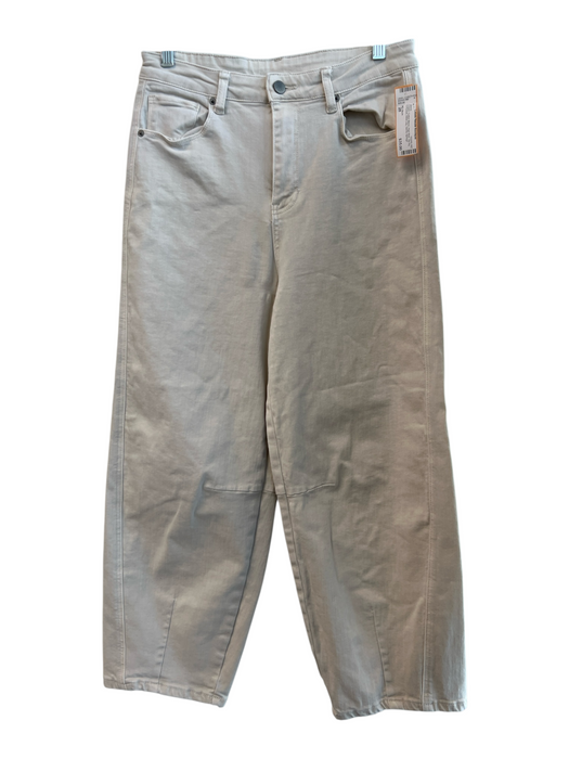 RD Style Size 28 Cream Cotton Blend High Rise Zip Fly 5 Pocket Wide Leg Jeans Cream / 28