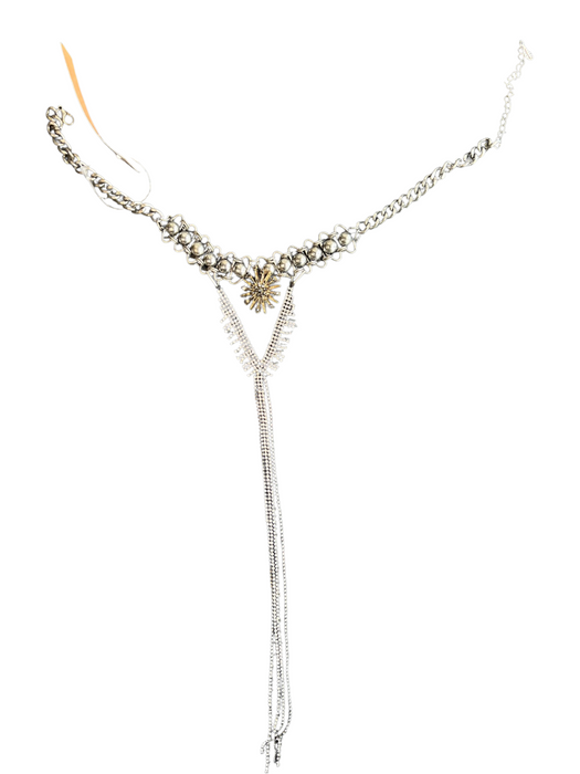No Brand Silver Metal dangle Rhinestone Lobster Clasp Sun Emblem Necklace Silver