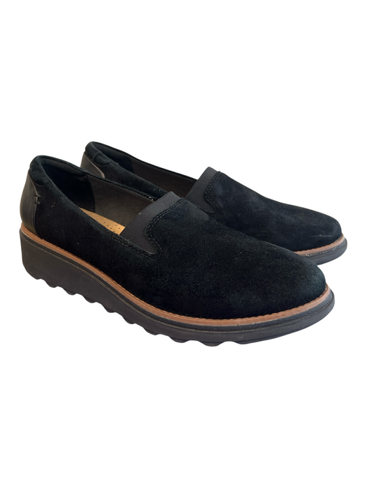 Clarks Shoe Size 8.5 Black No Fabric Tag Suede Low Wedge Shoes Black / 8.5