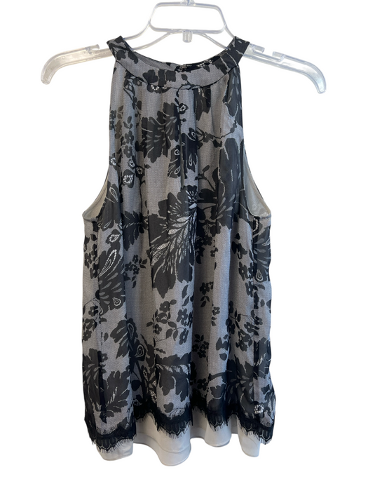 Diane Von Furstenberg Size 6 Black & Gray Silk Halter Top Sleeveless Floral Top Black & Gray / 6