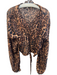 SNDYS. Size XS Brown Polyester Semi Sheer Leopard V Neck Ruched Top Brown / XS