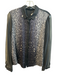 Elie Tahari Size S Black Silk Semi Sheer Leapord Collar Button Down Top Black / S