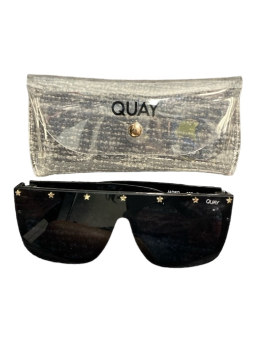 Quay Black & Gold Plastic Oversized Star Design Tinted Lens Square Sunglasses Black & Gold