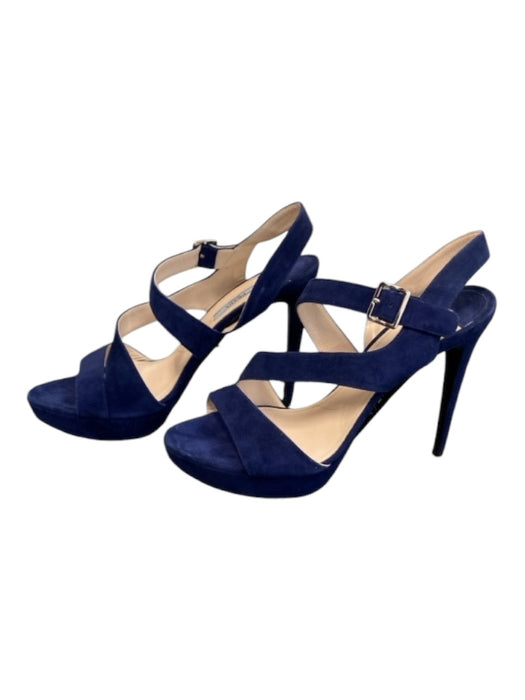 Prada Shoe Size 39.5 Blue Suede Platform Strappy Open Stiletto Shoes Blue / 39.5