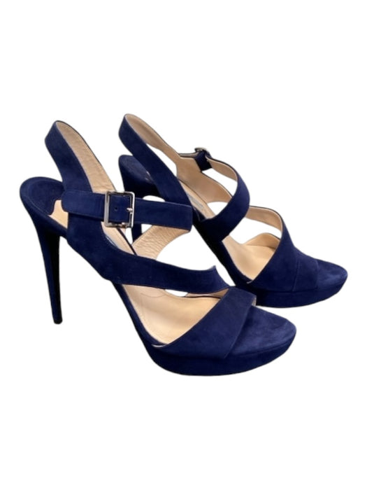 Prada Shoe Size 39.5 Blue Suede Platform Strappy Open Stiletto Shoes Blue / 39.5