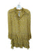 Zadig & Voltaire Size Est XS/S Yellow & Teal Silk Long Sleeve Flowers Dress Yellow & Teal / Est XS/S