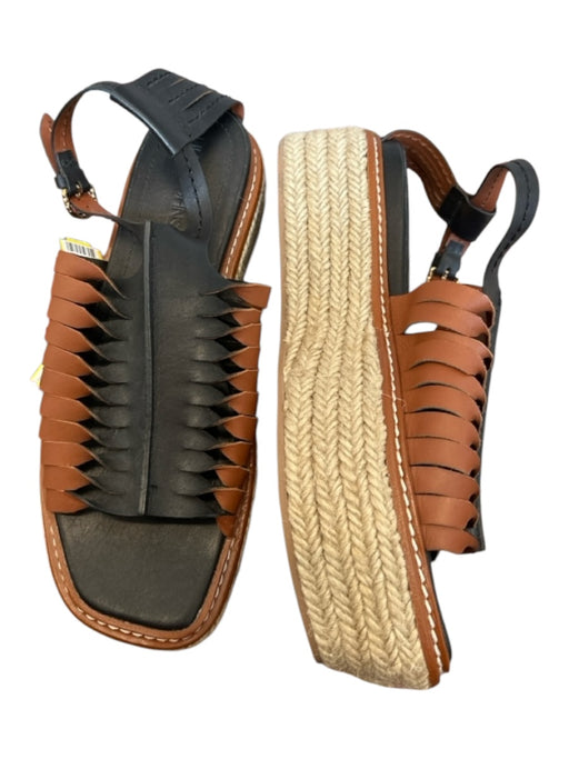 Ulla Johnson Shoe Size 38 Black & Brown Leather Platform Espadrille Sandals Black & Brown / 38