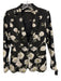 Alice + Olivia Size 2 Black, White & Green Cotton Blend Lapel Floral Blazer Black, White & Green / 2