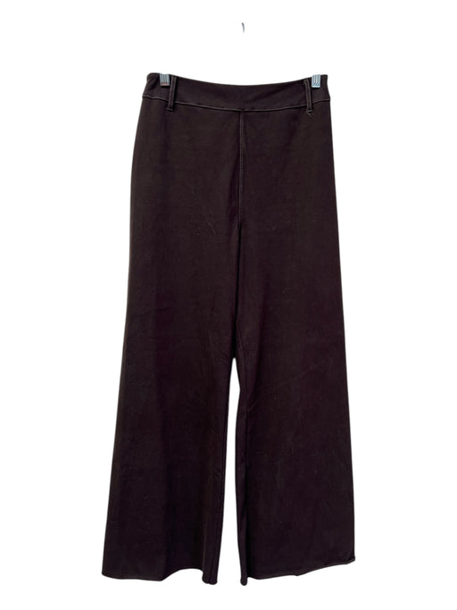 Lysse Size Small Brown Cotton Blend Stretch Waist Contrast Seam Wide Leg Pants Brown / Small