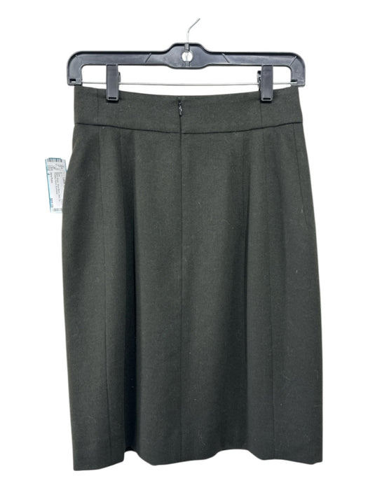 Akris Punto Size 4 Black Green Wool Blend Back Zip Pleated Pencil Skirt Black Green / 4