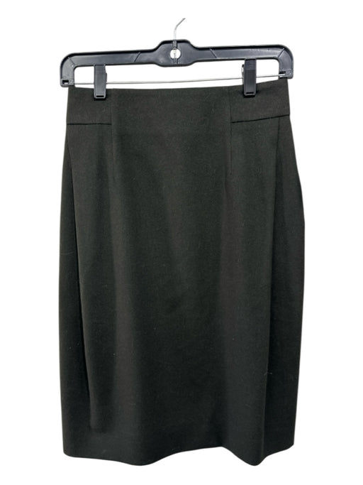 Akris Punto Size 4 Black Green Wool Blend Back Zip Pleated Pencil Skirt Black Green / 4