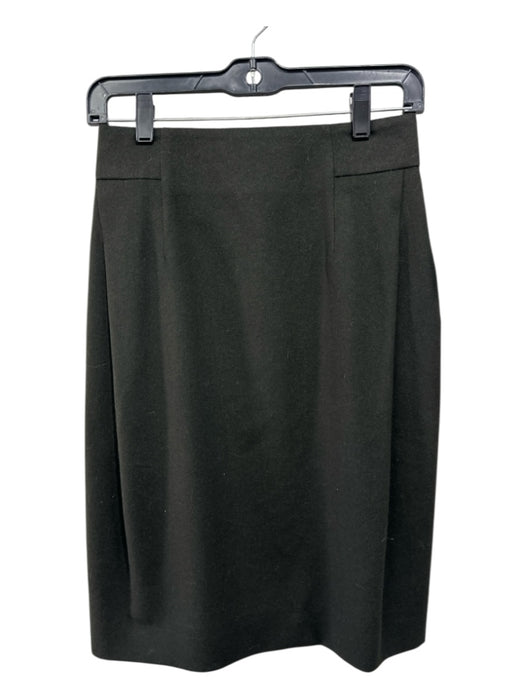Akris Punto Size 4 Black Green Wool Blend Back Zip Pleated Pencil Skirt Black Green / 4