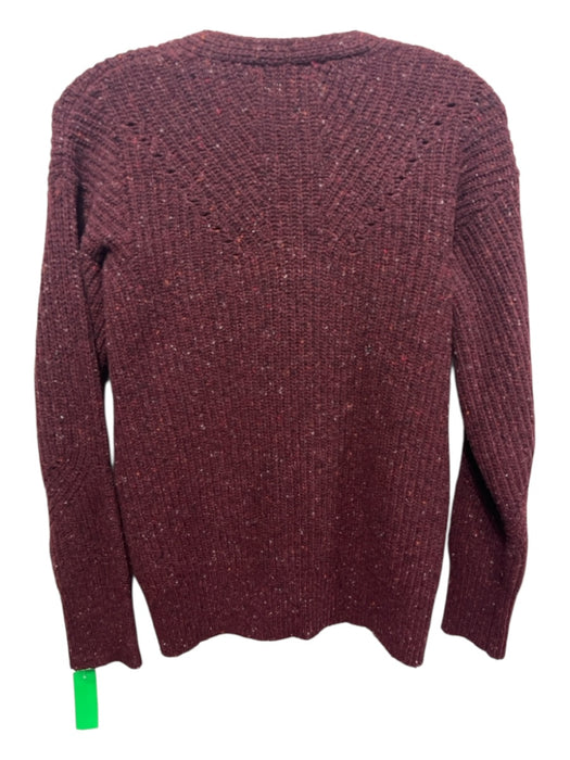 Rag & Bone Size XS Maroon Wool Blend Long Sleeve V Neck Speckled Sweater Maroon / XS