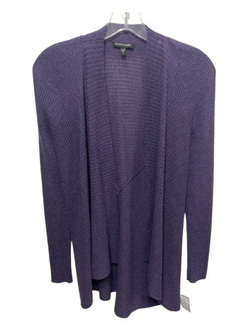 Eileen Fisher Size S Purple Wool Long Sleeve Open Knit Cardigan Purple / S