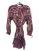 Zara Size M Pink & Multi Cotton Abstract Button Front Long Sleeve Dress Pink & Multi / M