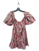 Misa Size M Red White Gray Cotton Embroidered Striped Off Shoulder Floral Dress Red White Gray / M