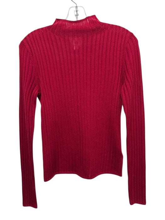 Gap x Cult Gaia Size Small Red Wool Long Sleeve Ribbed Mock Neck Sheer Top Red / Small
