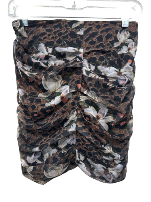ALLSAINTS Size 4 White, Brown, Orange, Black Polyester Blend Elastic Waist Skirt White, Brown, Orange, Black / 4