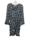 Veronica Beard Size 4 Black, Blue, White Silk Long Sleeve Floral Wrap Dress Black, Blue, White / 4