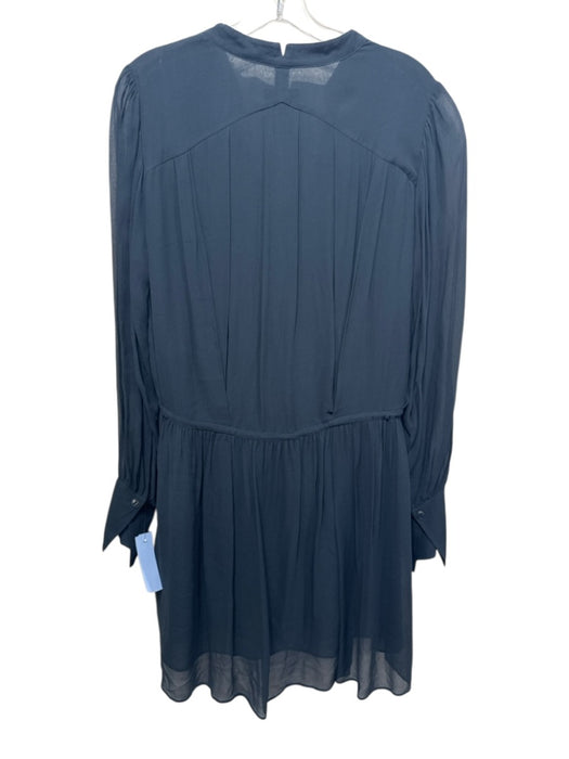 Rag & Bone Size Small Navy Blue Viscose Long Sleeve Pleated V Neck Dress Navy Blue / Small