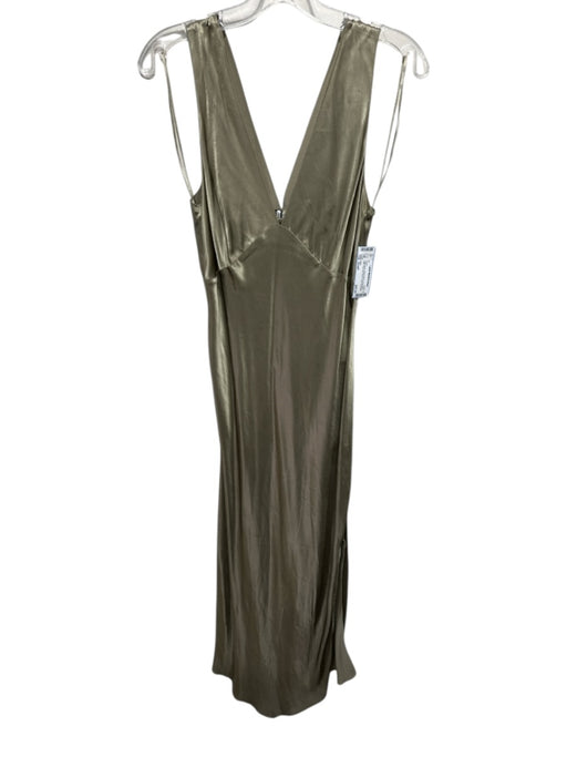 Rails Size Small Sage green Rayon Blend Sleeveless Satin Side Slit Deep V Dress Sage green / Small