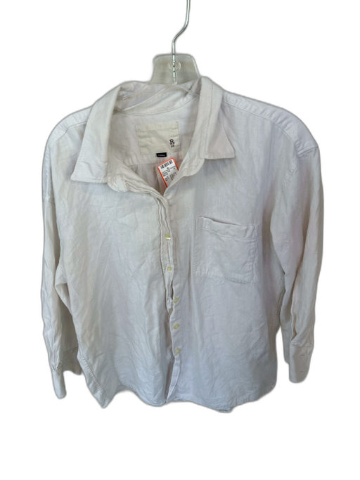 R13 Size XS White Cotton Long Sleeve Button Down Oversized Top White / XS