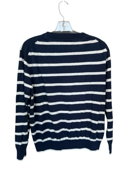 Lake Size M Navy & white Linen & Cotton Long Sleeve Striped Crew Neck Sweater Navy & white / M