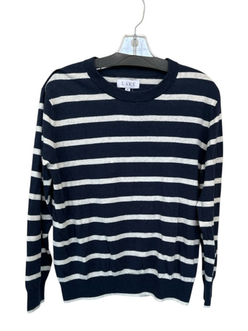 Lake Size M Navy & white Linen & Cotton Long Sleeve Striped Crew Neck Sweater Navy & white / M