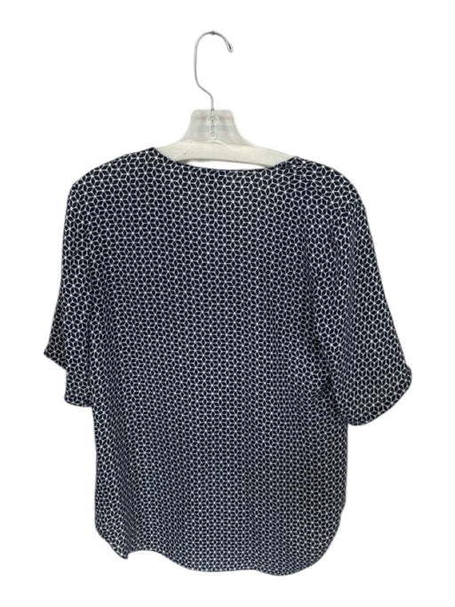 Theory Size S Navy & white Silk Short Sleeve Flowers V Neck Top Navy & white / S