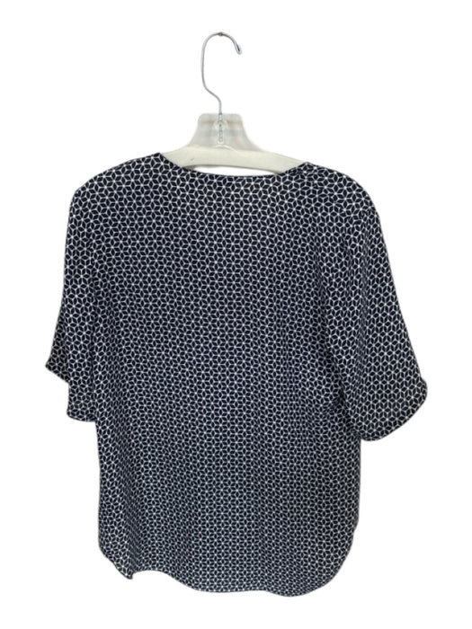 Theory Size S Navy & white Silk Short Sleeve Flowers V Neck Top Navy & white / S
