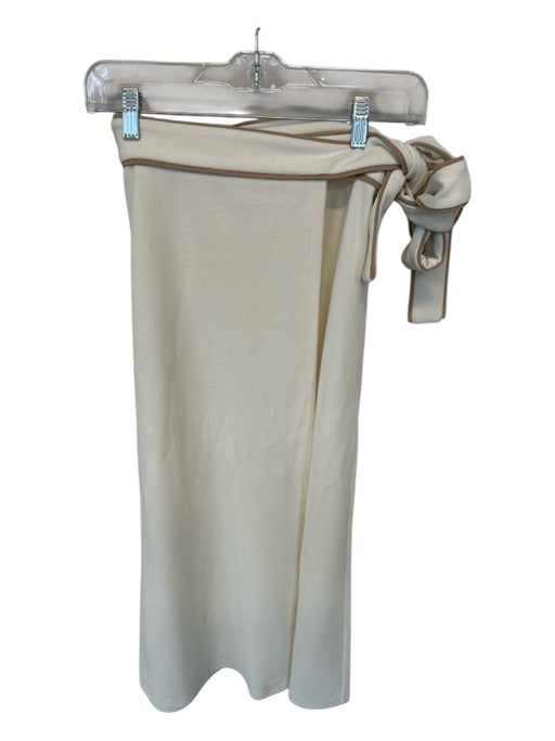 Keepsake Size XS Cream & Tan Polyester Blend Piping Wrap Midi Skirt Cream & Tan / XS