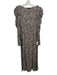 Zara Size XL Beige & Black Viscose Long puff sleeve Animal Print Midi Dress Beige & Black / XL