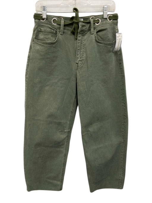 Vervet Size 27 Moss Green Cotton Blend Denim Laced Detail Tie Waist Jeans Moss Green / 27