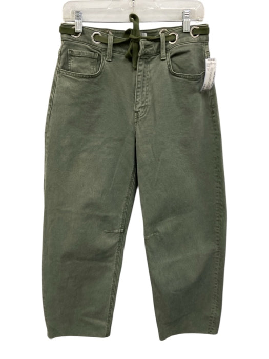 Vervet Size 27 Moss Green Cotton Blend Denim Laced Detail Tie Waist Jeans Moss Green / 27