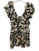 Abercrombie & Fitch Size L White, Black, Multi Polyester Short Puff Sleeve Dress White, Black, Multi / L