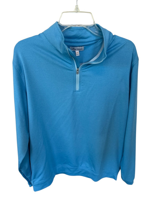Peter Millar Sky Blue Polyester Blend Quarter Zip Long Sleeve Golf Pullover Sky Blue / L