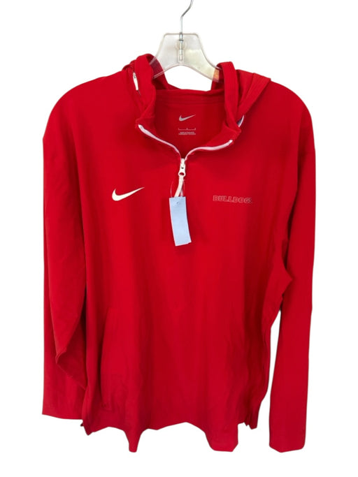 Nike Red Polyester Blend Quarter Zip Zipper Pocket Golf Men's Pullover Red / L