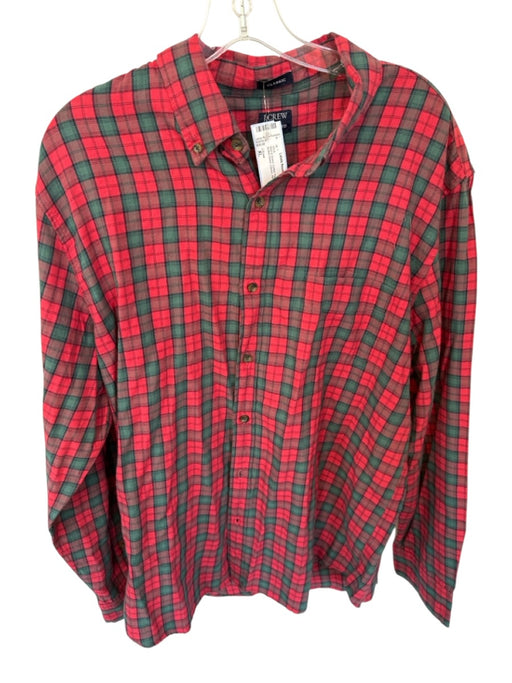 J Crew Size XL Red & Green Cotton Plaid Button Down Classic Men's Shirt Red & Green / XL