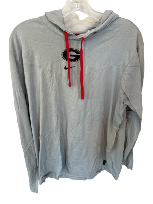 Nike Gray Cotton Blend georgia logo Drawstring Long Sleeve Men's Pullover Gray / L